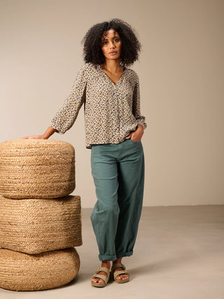 Nile Barrel-Leg Trousers | Sea Green