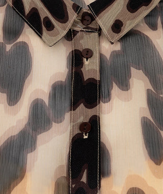 Esqualo Leopard Sheer Blouse with Camisole | Leopard