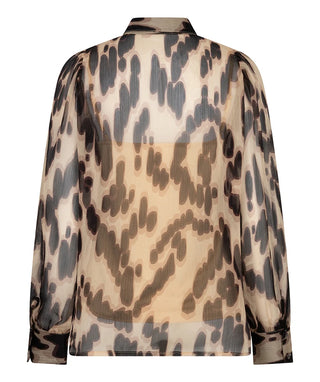 Esqualo Leopard Sheer Blouse with Camisole | Leopard