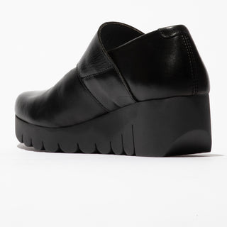 Fly London Vari Leather Shoe | Black + Mustard