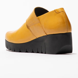 Fly London Vari Leather Shoe | Black + Mustard