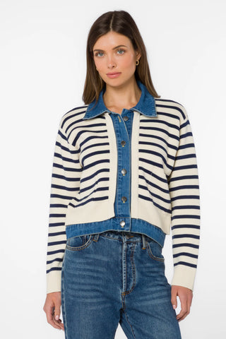 Velvet Heart Francis Sweater | Blue/White