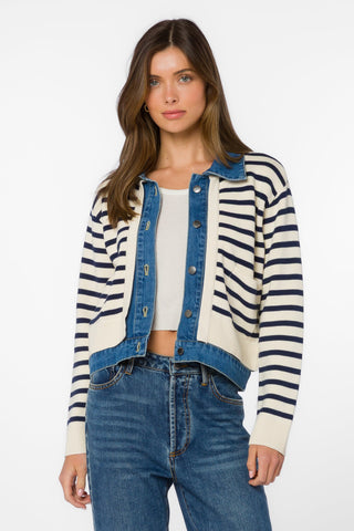 Velvet Heart Francis Sweater | Blue/White