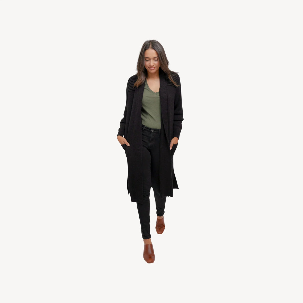 Pokoloko Long Cartier Alpaca Sweater| Camel, Black + Chai