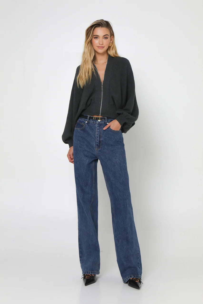 Madison The Label Finn Knit Cardigan | Charcoal