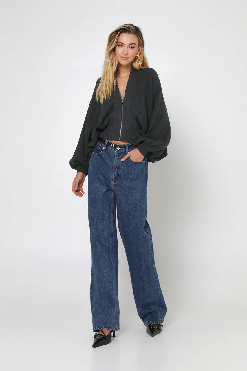 Madison The Label Finn Knit Cardigan | Charcoal