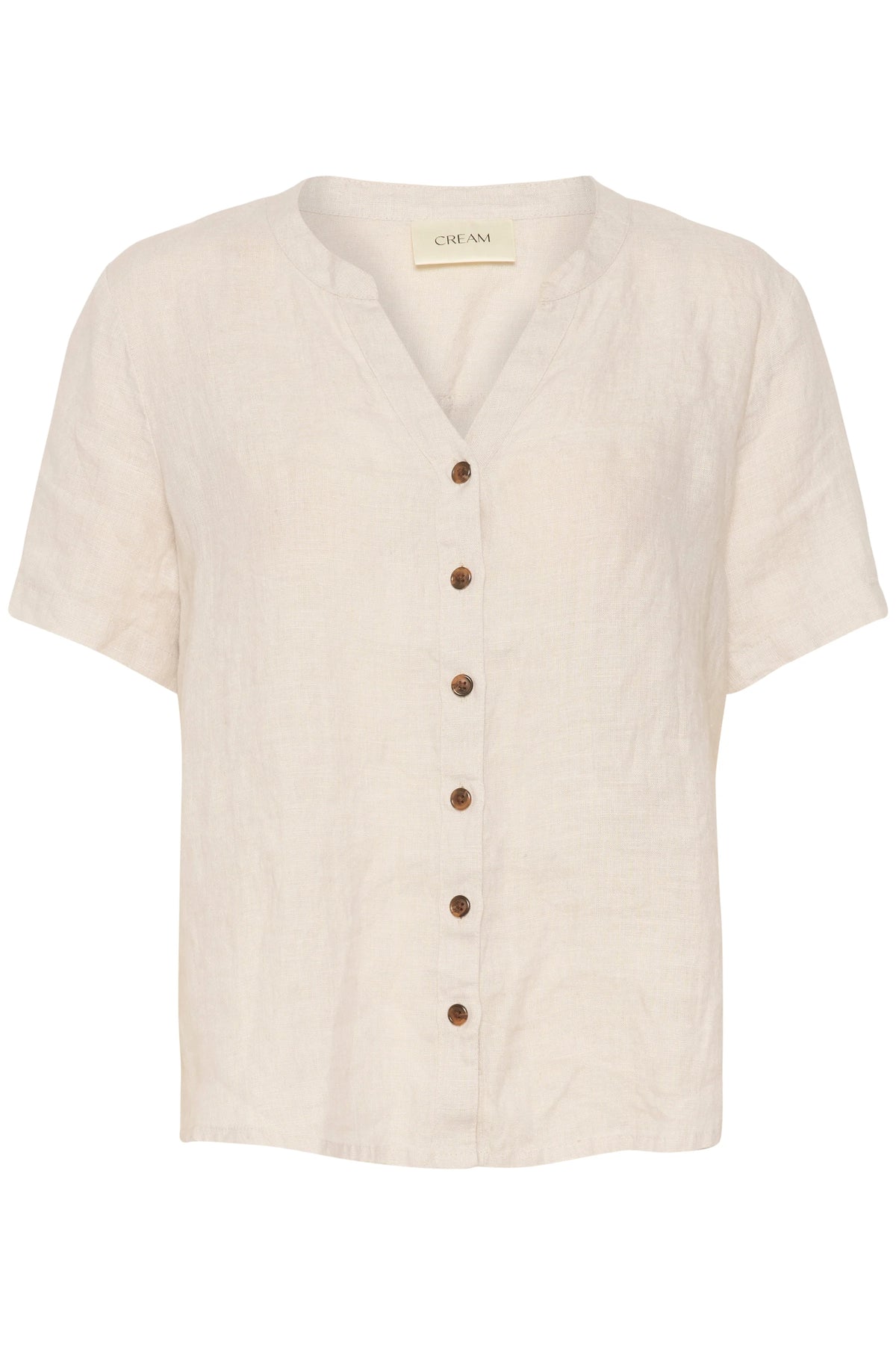 Cream 100% Linen Bellis Shirt | Black + Sand