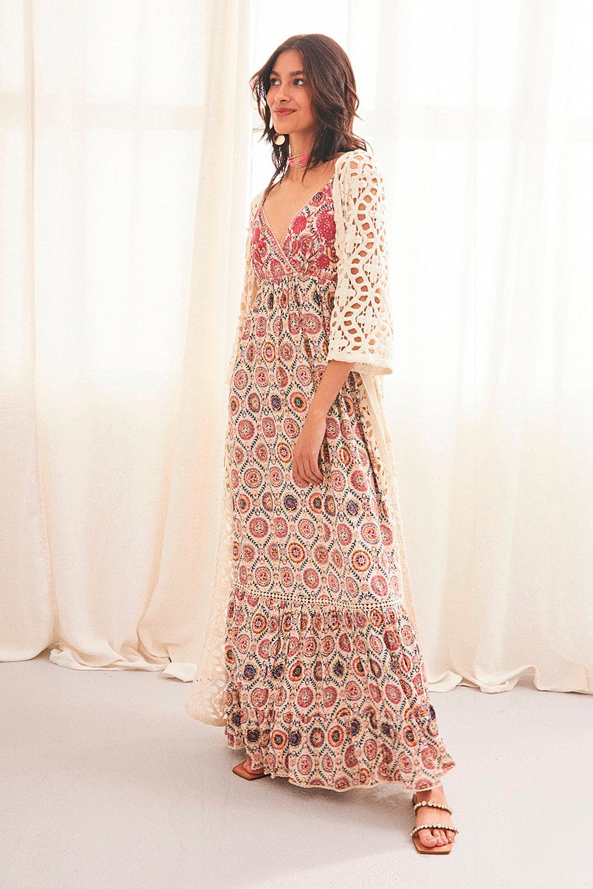 NKN Long Embroidered Printed Dress