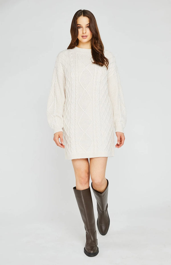 Ingrid Black Cable Knit Sweater Dress