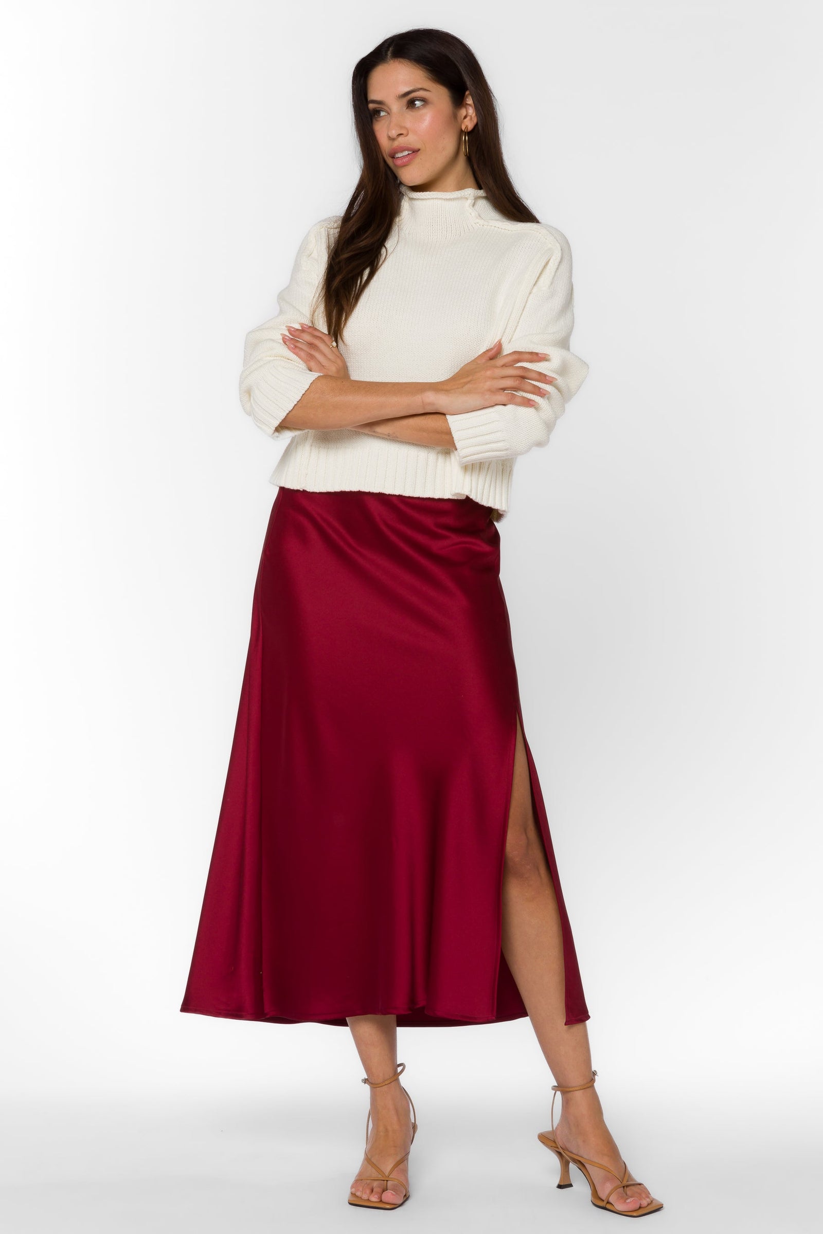 Velvet Heart Gypsy Satin Skirt | Crimson