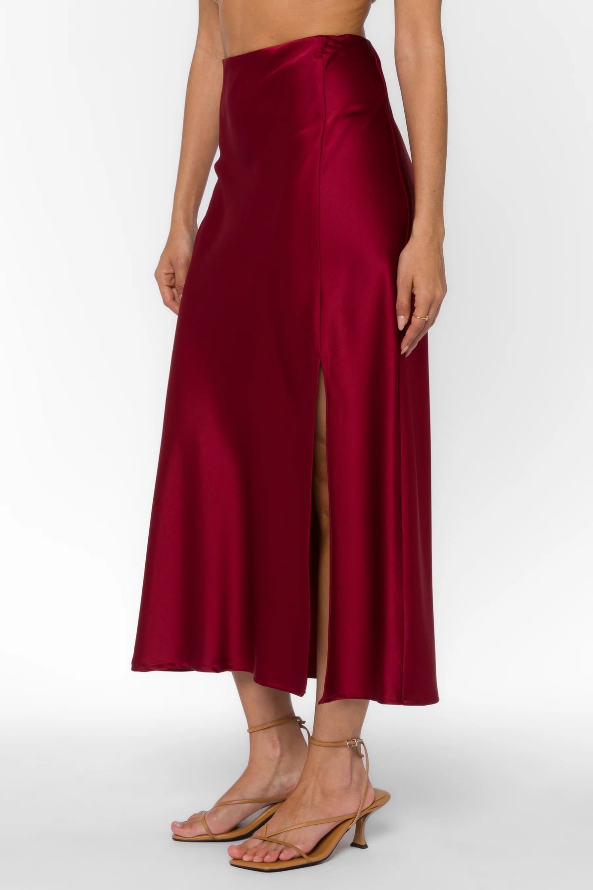 Velvet Heart Gypsy Satin Skirt | Crimson