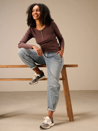 Nile Long Sleeve Shirt | Espresso + Greige