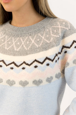 Lyla & Luxe Top Hollyfair Nordic Pullover | Blue Grey