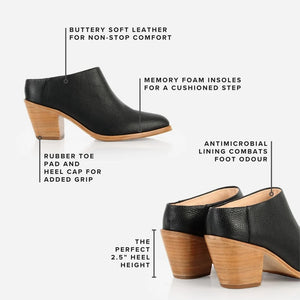 Poppy Barley The Low Down Heeled Mule | Black