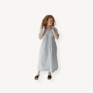 Pokoloko Collared Button Shirt Dress | Cream + Navy