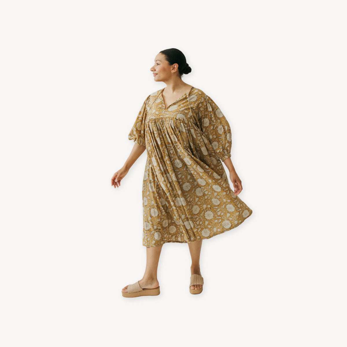 Pokoloko Mira Midi Dress | Blue + Gold