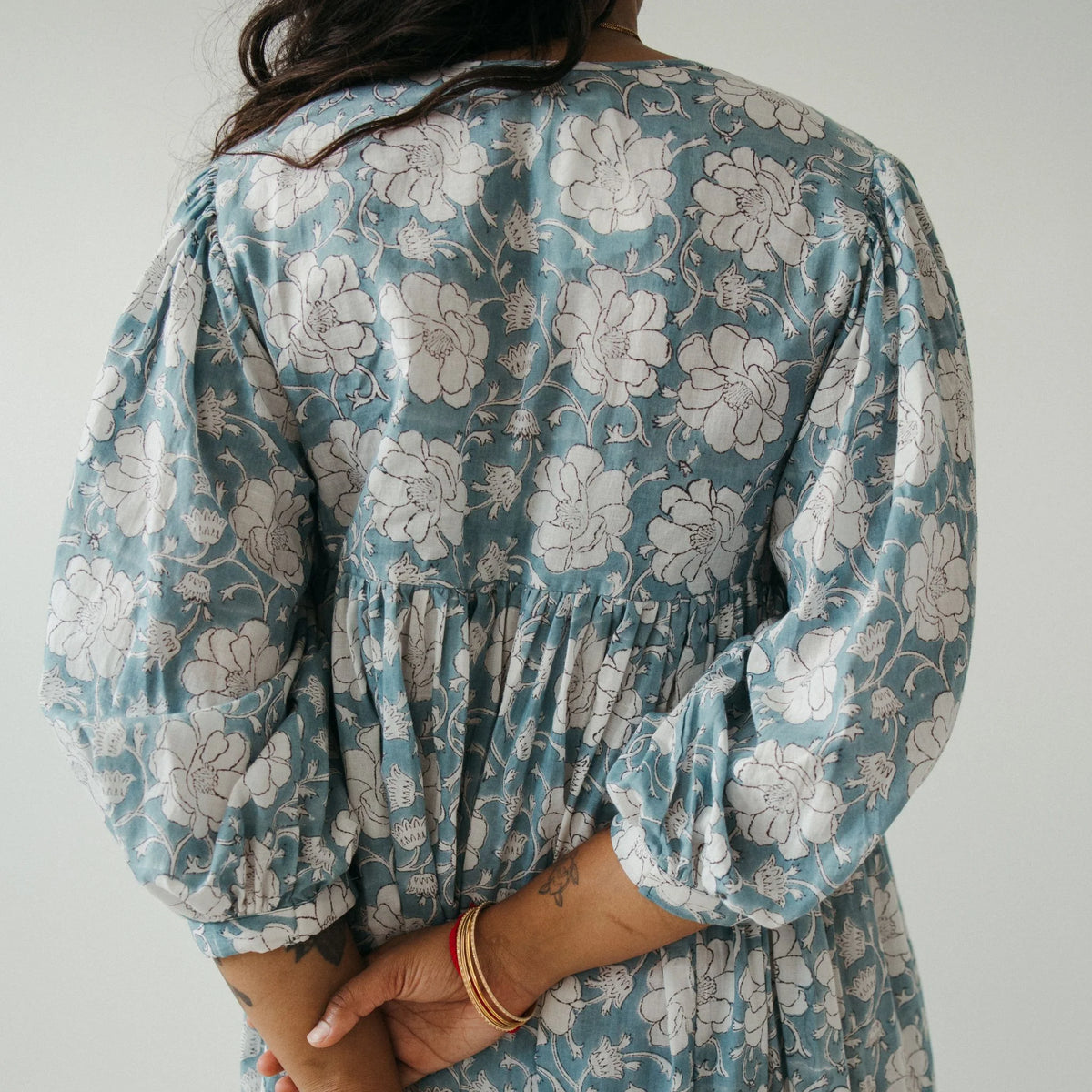 Pokoloko Mira Midi Dress | Blue + Gold