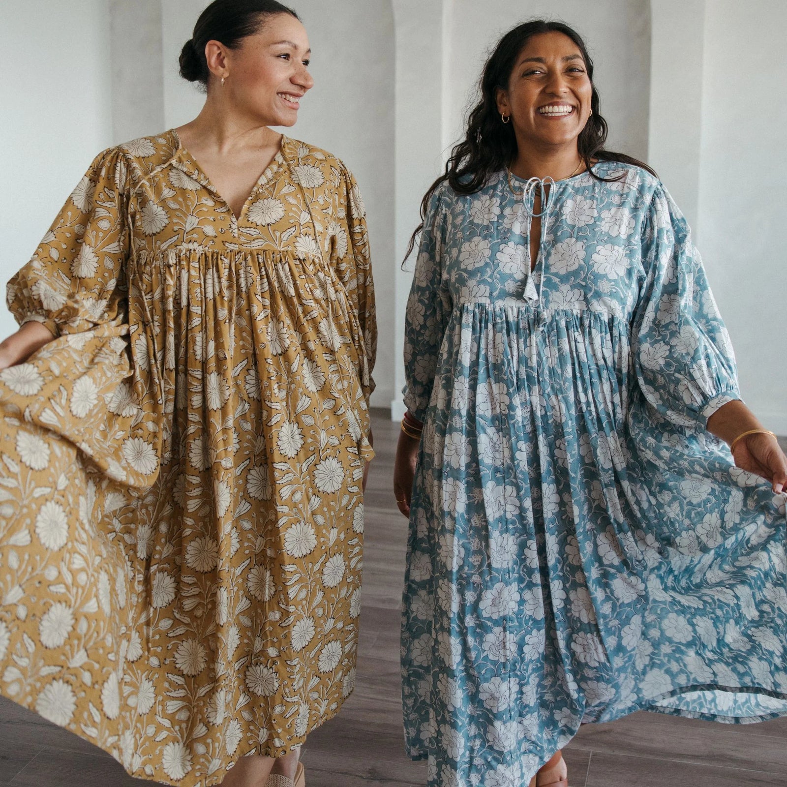 Pokoloko Mira Midi Dress | Blue + Gold