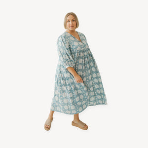 Pokoloko Mira Midi Dress | Blue + Gold