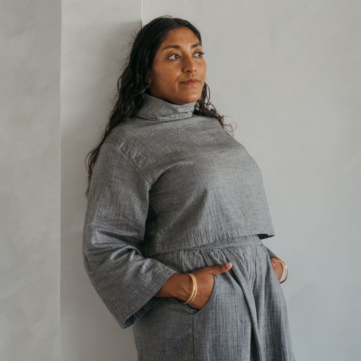 Pokoloko City Collection High Neck Blouse | Grey