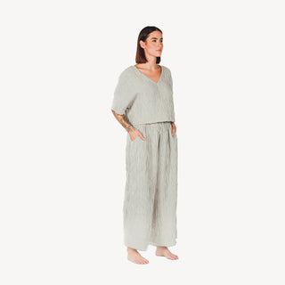 Pokoloko Striped Crinkle Cotton Crop Top | Stripe