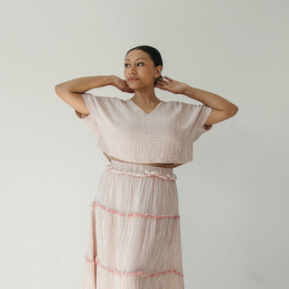 Pokoloko Striped Crinkle Cotton Crop Top | Stripe