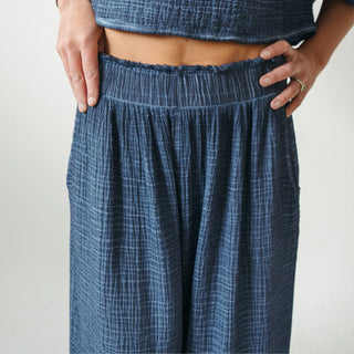 Pokoloko Crinkle Palazzo Pant | Black, Cream, Denim