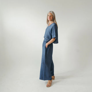 Pokoloko Crinkle Palazzo Pant | Black, Cream, Denim