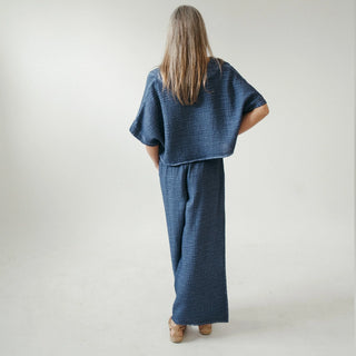 Pokoloko Crinkle Palazzo Pant | Black, Cream, Denim