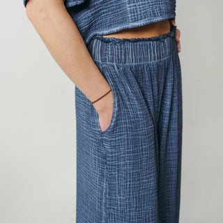 Pokoloko Crinkle Palazzo Pant | Black, Cream, Denim
