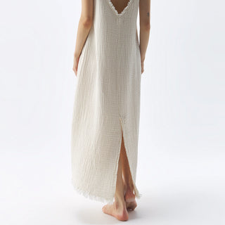 Pokoloko Crinkle Strappy Dress | Cream + Black