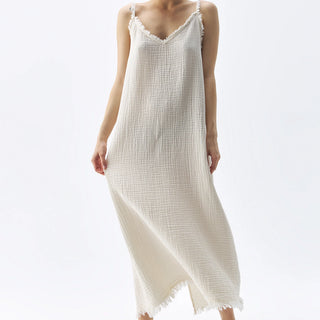 Pokoloko Crinkle Strappy Dress | Cream + Black