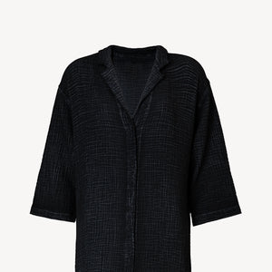 Pokoloko Crinkle Shirt Dress | Cream + Black