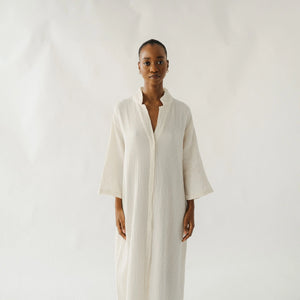 Pokoloko Crinkle Shirt Dress | Cream + Black