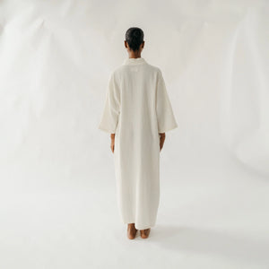 Pokoloko Crinkle Shirt Dress | Cream + Black