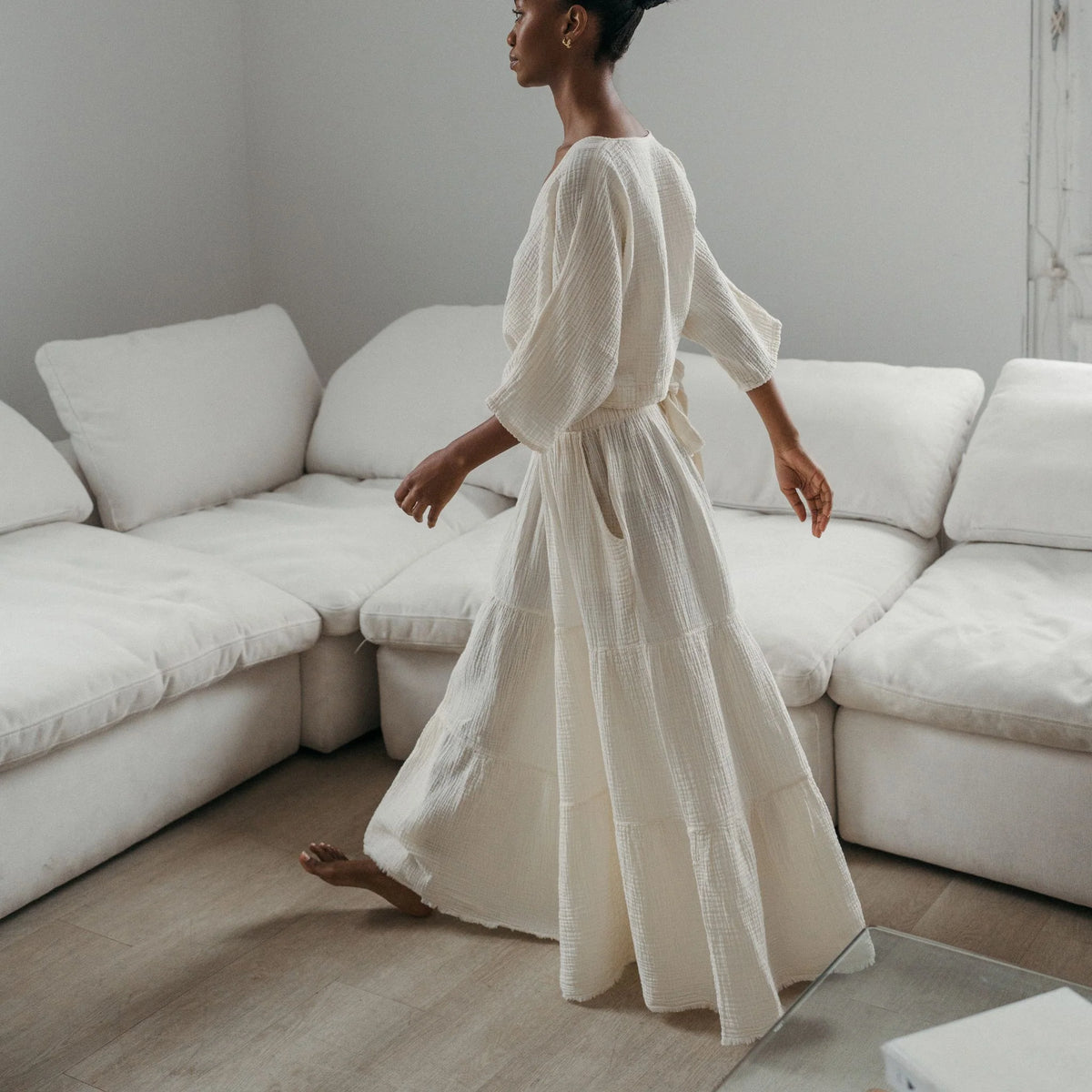 Pokoloko Crinkle Skirt Pants | Cream + Black