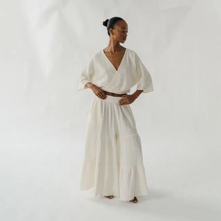 Pokoloko Crinkle Skirt Pants | Cream + Black