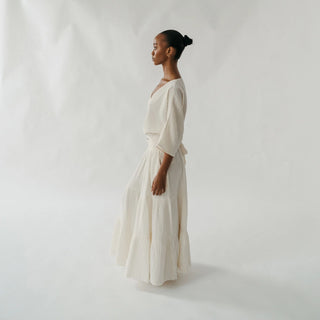 Pokoloko Crinkle Skirt Pants | Cream + Black