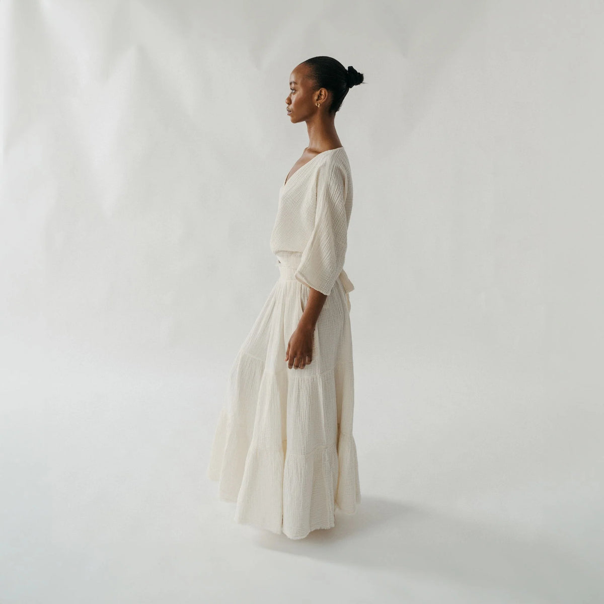 Pokoloko Crinkle Skirt Pants | Cream + Black