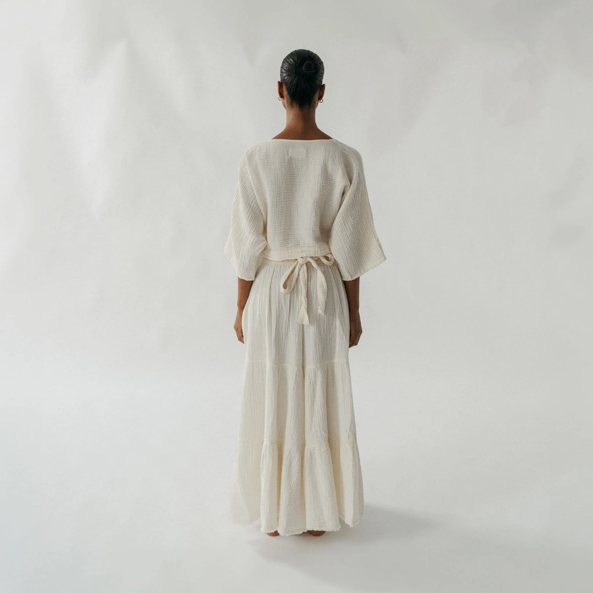 Pokoloko Crinkle Skirt Pants | Cream + Black