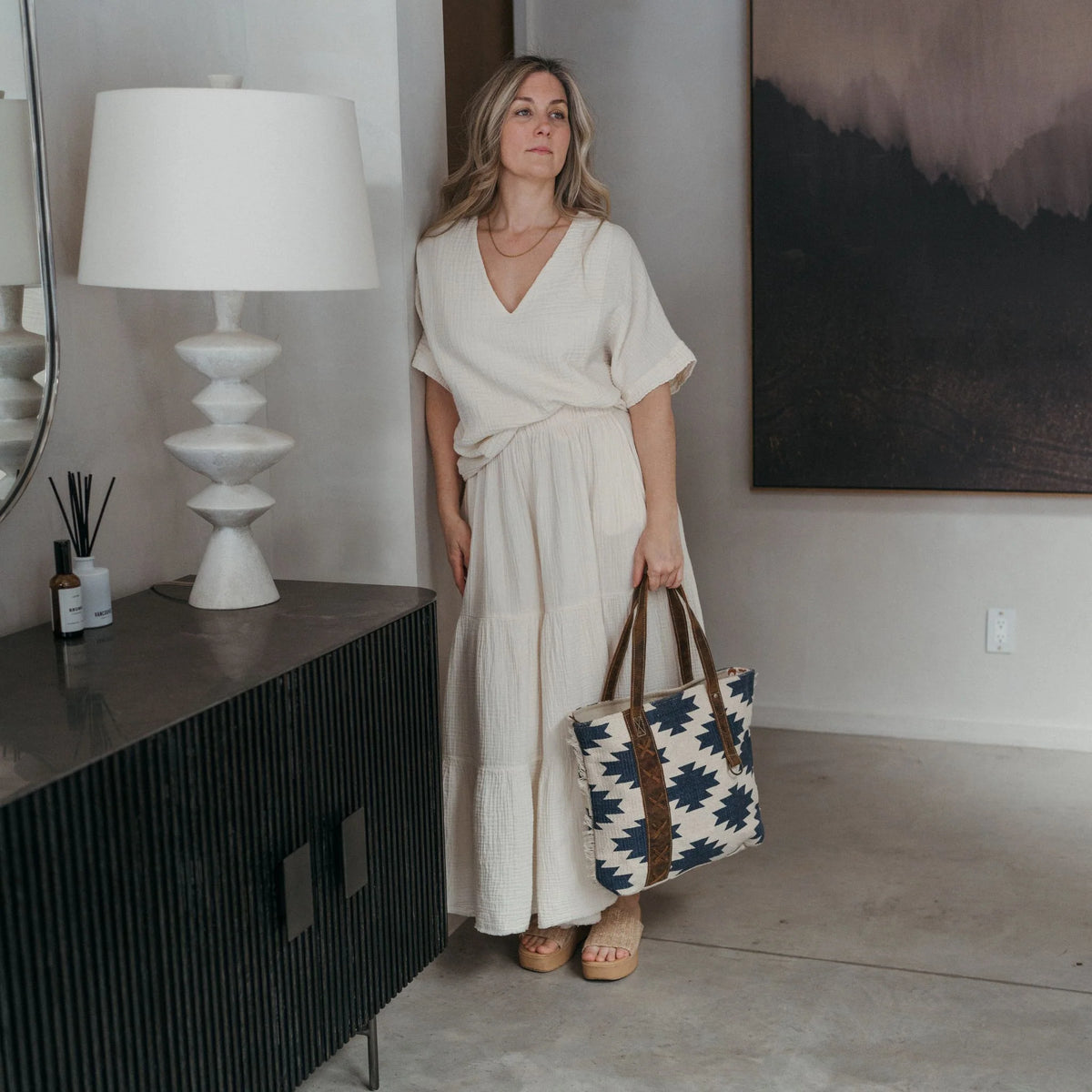 Pokoloko Crinkle Skirt Pants | Cream + Black