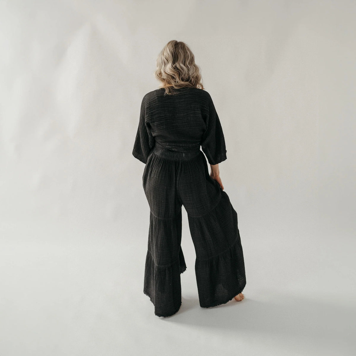 Pokoloko Crinkle Skirt Pants | Cream + Black