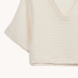 Pokoloko Crinkle Crop Top | Cream, Black + Denim