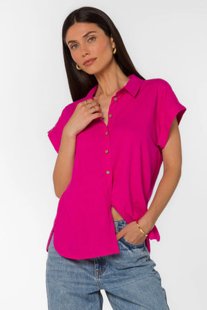 Velvet Heat Ilene Blouse Short Cuffed Sleeve | Fuchsia