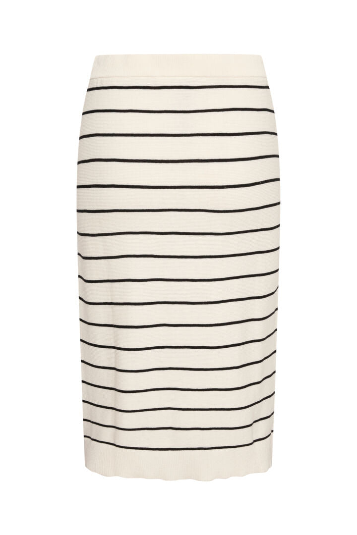 Cream Sillar Knit Skirt | Eggnog Black Stripe