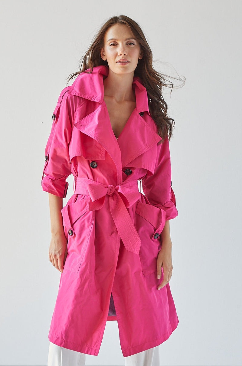 Adroit Raphael Trench Coat | Fuschia + Birch