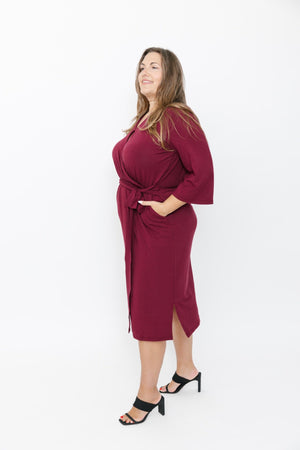 Smash + Tess Arden Belted Dress | Burgandy + Black