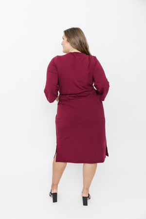 Smash + Tess Arden Belted Dress | Burgandy + Black