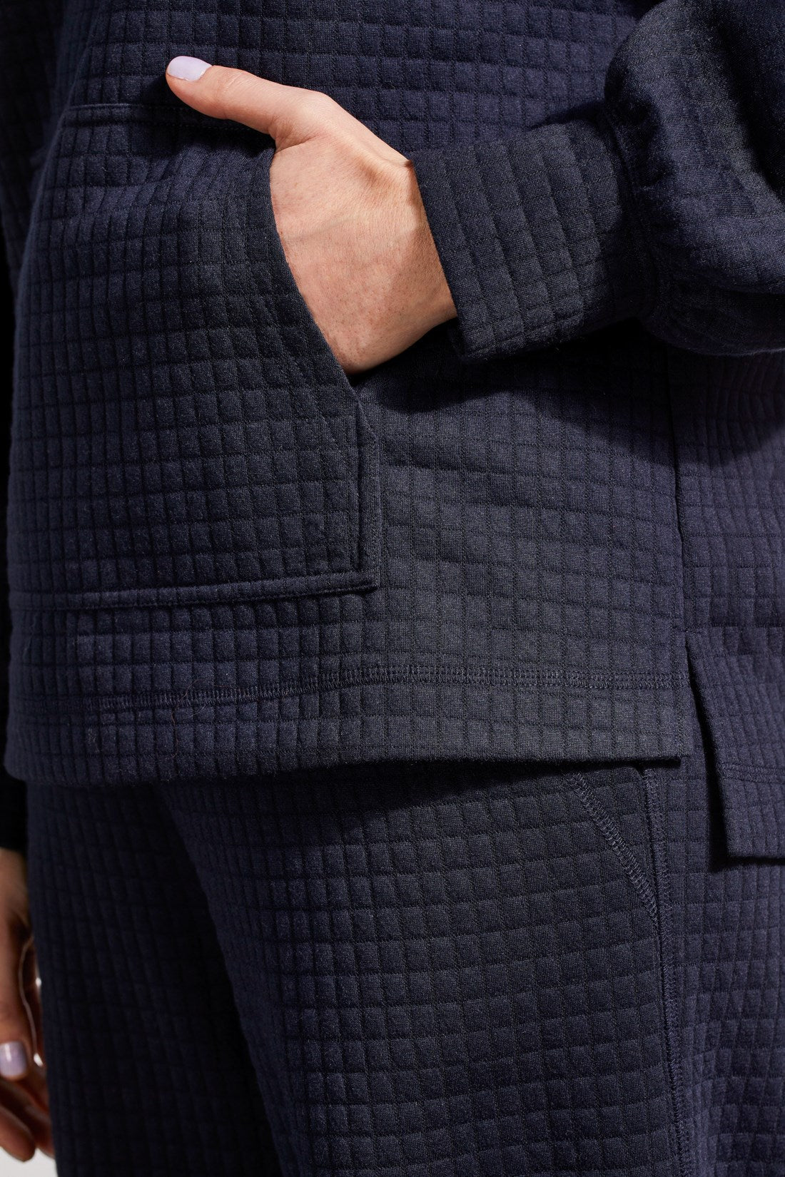 Tribal Quilted Kangaroo Pocket with Half Zip | Night Sky