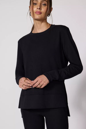 MPG Modal Fleexe Relaxed Pullover | Heather + Black